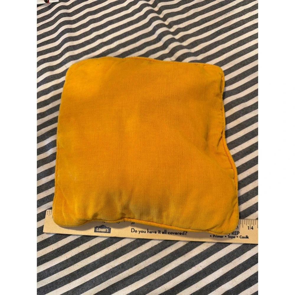 Vintage Mustard Yellow Corduroy Embroidered Botanical Berry Throw Pillow 11.5